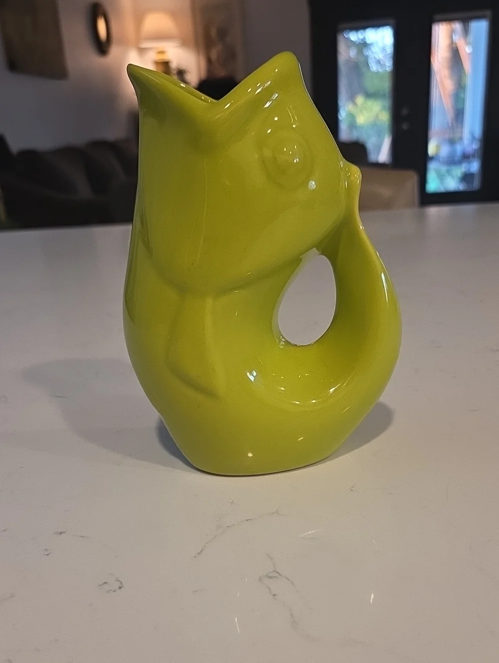 Ceramic Fish Accent Vase in Bright Lime Green 2006